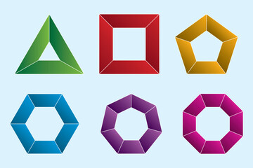 Regular geometric shapes. Mathematics, physics, geometry. Geometry isosceles trapezoid. Triangle, quadrilateral, pentagon, hexagon, heptagon, octagon. 