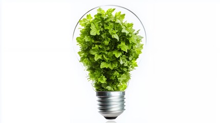 fresh green plant of lettuce growing inside a light bulb 