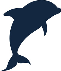 A Minimalist Dolphin fish icon Design. dolphin black Silhouette vector art Illustration with white background.