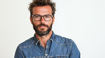 Obraz premium portrait of a young man with a beard wearing glasses 