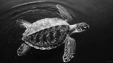 Majestic Sea Turtle Gliding Gracefully Through Ocean Waters