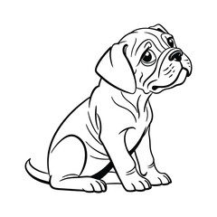 Fototapeta premium Boxer puppy dog silhouette vector illustration isolated on a white background