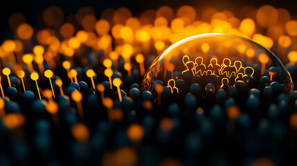 A glass dome filled with elderly figures