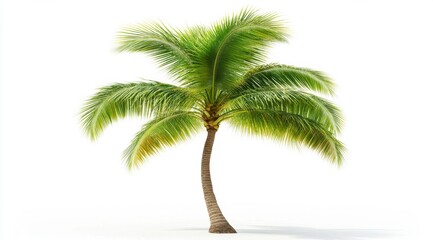 Lush tropical palm tree, isolated, white background, summer