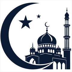 silhouette Ramadan image on white background