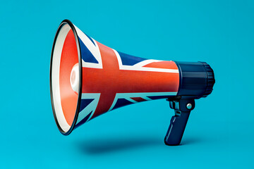 megaphone patterned with the UK flag