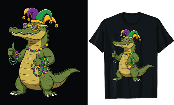 Mardi Gras Alligator T-Shirt Design