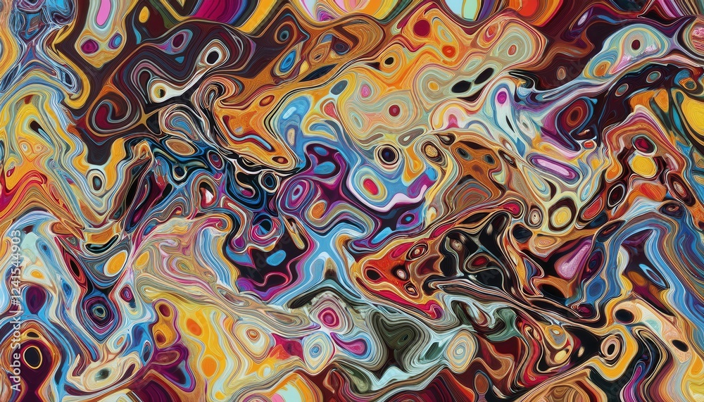 Aufkleber vivid abstract fluid swirl with dynamic colorful patterns, ideal for modern wall art, digital backgr