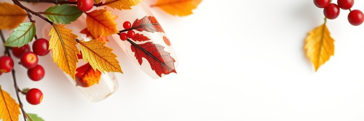 Nail Art with Autumn Hues: Berries and Leaves