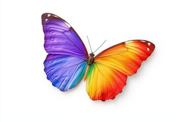 Obraz premium Vibrant butterfly with colorful wings isolated on a white background.