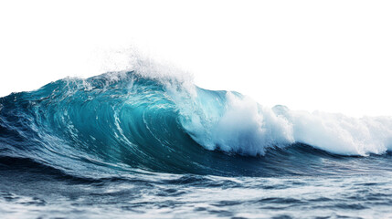 Powerful ocean wave crashing on transparent background