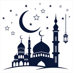 silhouette Ramadan image on white background