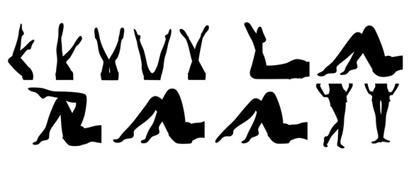 Sexy Legs girl vector illustration set.