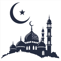 silhouette Ramadan image on white background