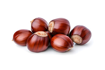 Obraz premium Heap of chestnuts isolated on white backdrop