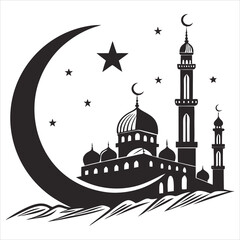 silhouette Ramadan image on white background