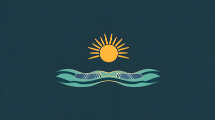 Obraz premium Logo with a sun rising over solar panels, representing hope and clean energy for the future.Logo with a sun rising over solar panels, representing hope and clean energy for the future.