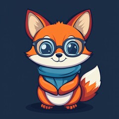 Adorable Fox in Glasses and Scarf