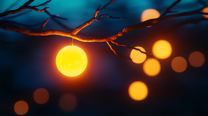 A tree branch holding a glowing orb