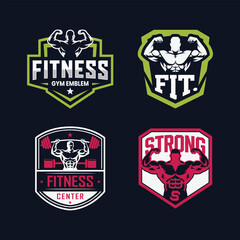 Bodybuilding fitness gym logo design template 