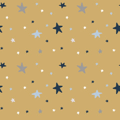 Colorful Stars Seamless Pattern. Cute Festive Stars Seamless Pattern. Vector Holiday and Birthday Party Design. Eps 10