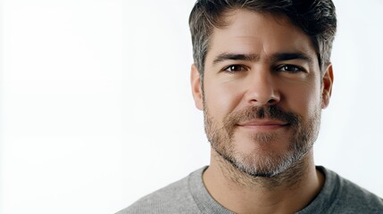 Obraz premium portrait of a young man with a beard and facial hair looking at the camera 