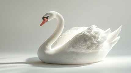 Elegant White Swan Ornament Against a Light Background