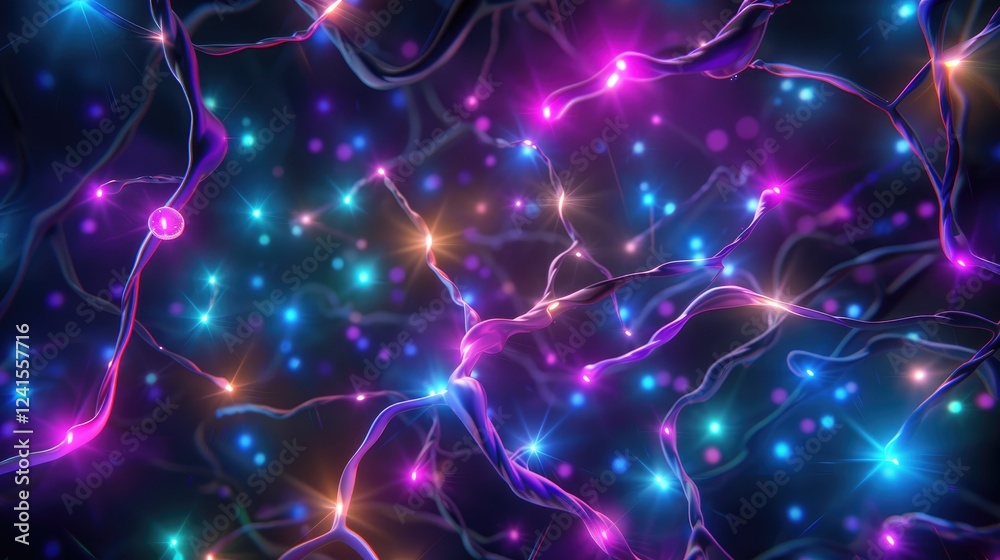 Poster vibrant neural connections digital space abstract visualization colorful environment close-up view b