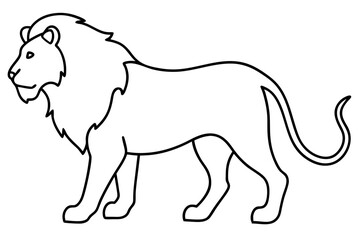 Sleek Lion Outline Vector Illustration