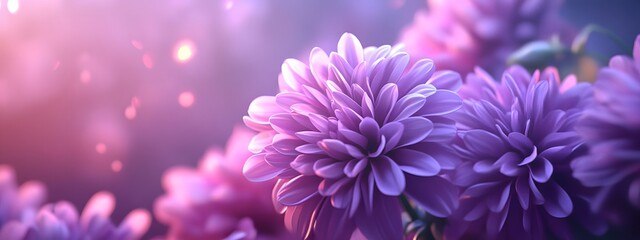 Purple and white chrysanthemums, vibrant colors, macro photography
