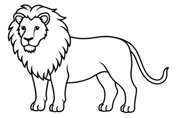 Sleek Lion Outline Vector Illustration