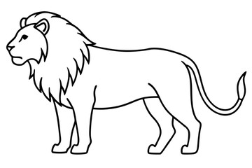 Sleek Lion Outline Vector Illustration