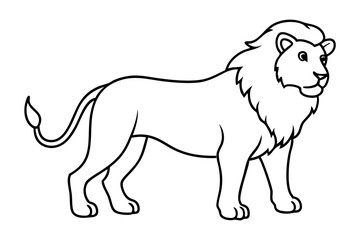 Sleek Lion Outline Vector Illustration