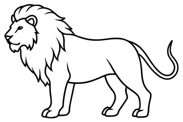 Sleek Lion Outline Vector Illustration