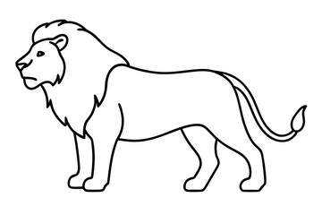 Sleek Lion Outline Vector Illustration