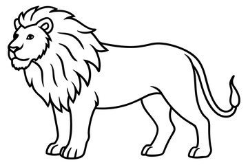 Sleek Lion Outline Vector Illustration