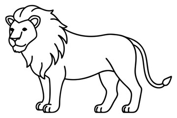 Sleek Lion Outline Vector Illustration