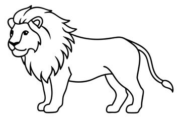 Sleek Lion Outline Vector Illustration
