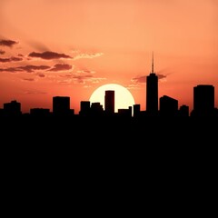 Fototapeta premium Golden skyline at night silhouetted skyline cityscape architecture illustration building city vector