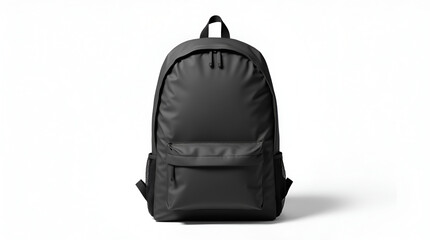 Fototapeta premium Durable black backpack, isolated on a white background, illustrating its versatile design suitable for everyday needs and casual activities.