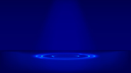 background blue, podium neon