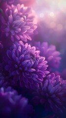 Fototapeta premium Purple and white chrysanthemums, vibrant colors, macro photography 