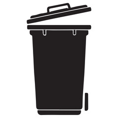Open Trash Can Silhouette for Waste Disposal