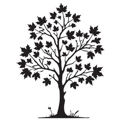 Charming Maple Tree Silhouette Illustration