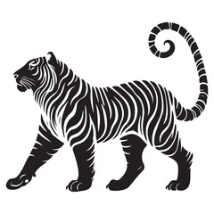 Striking Tiger Silhouette Vector Illustration