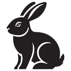 Rabbit Silhouette Vector Illustration Sitting Hare