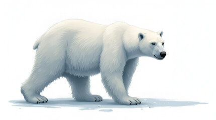 Fototapeta premium Pristine white polar bear, a majestic predator in the Arctic wilderness, facing the challenges of a changing climate.