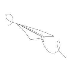 Single one line art drawing of paper plane.