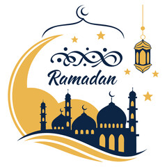 Creative Ramadan Logo with Mosque Domes & Minarets in a Modern Style