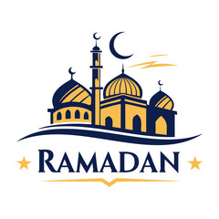 Creative Ramadan Logo with Mosque Domes & Minarets in a Modern Style